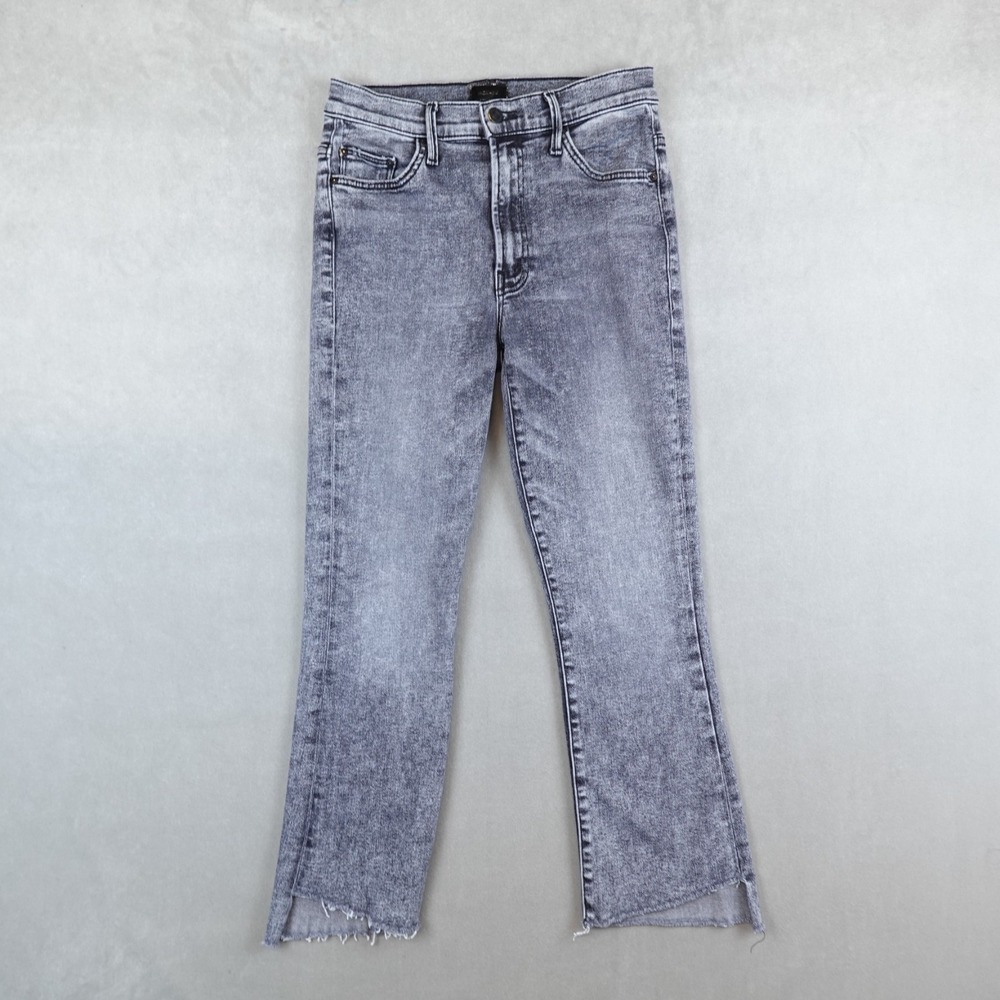 High-Rise Acid Wash Straight Jeans - Gray